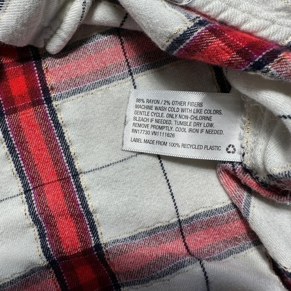 Ava & Viv White & Red Plaid Button Down Long Sleeve Top US 0X - Picture 4 of 9